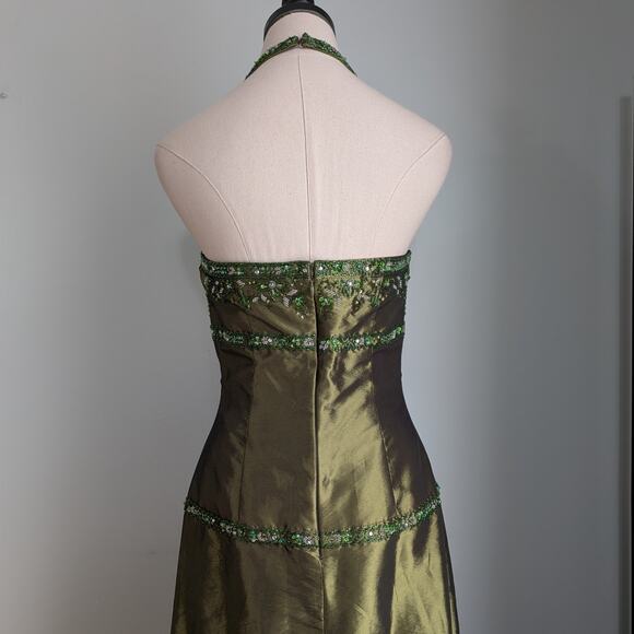 green y2k dress Y2K green floral beaded dress